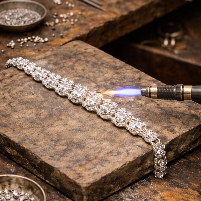 jeweler repairing luxury bracelet