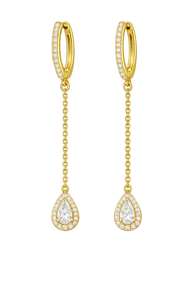 dangly gold diamond earrings